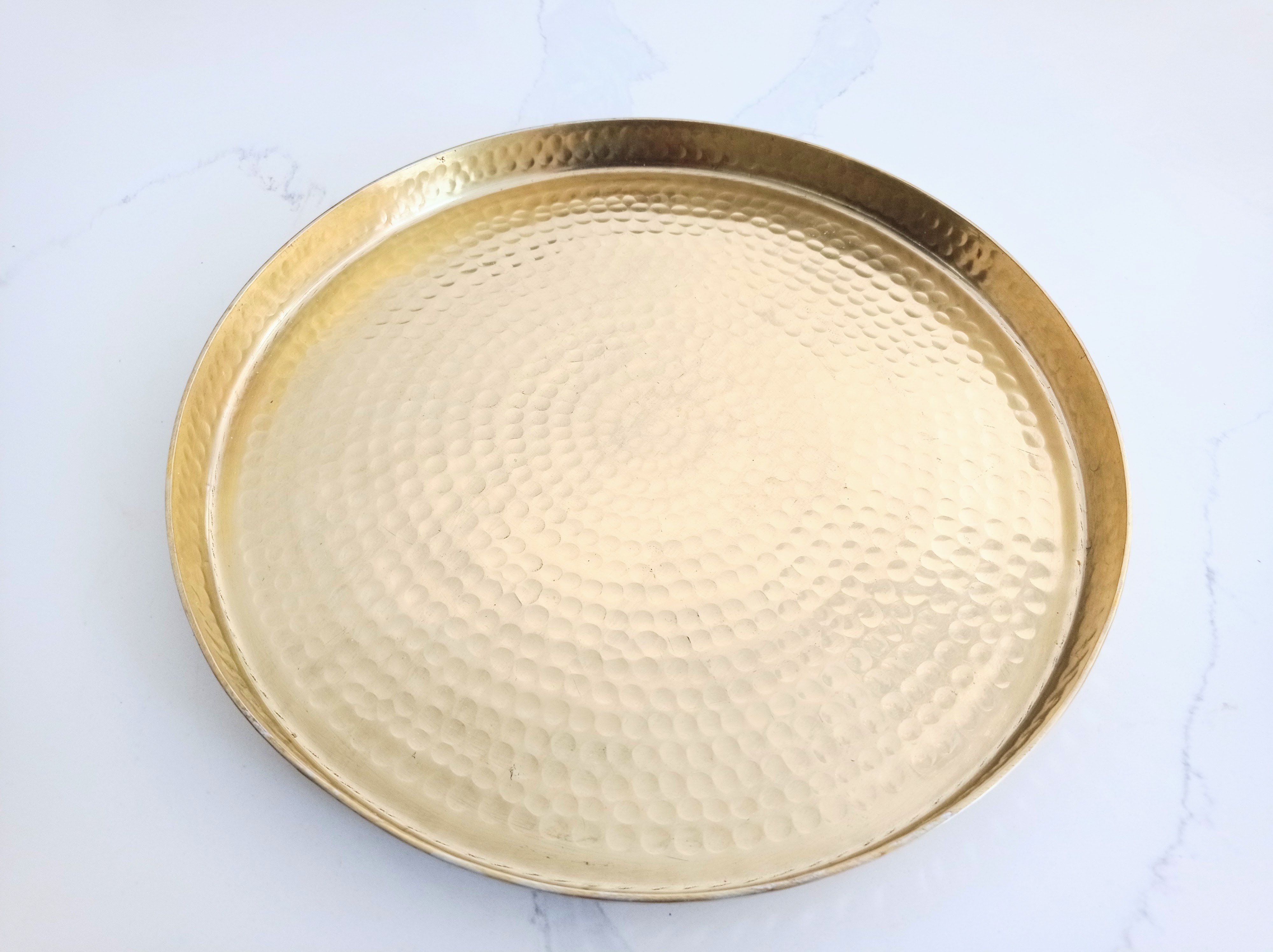 Hammered Brass Round Serving Tray (33cm diameter) - photo 4