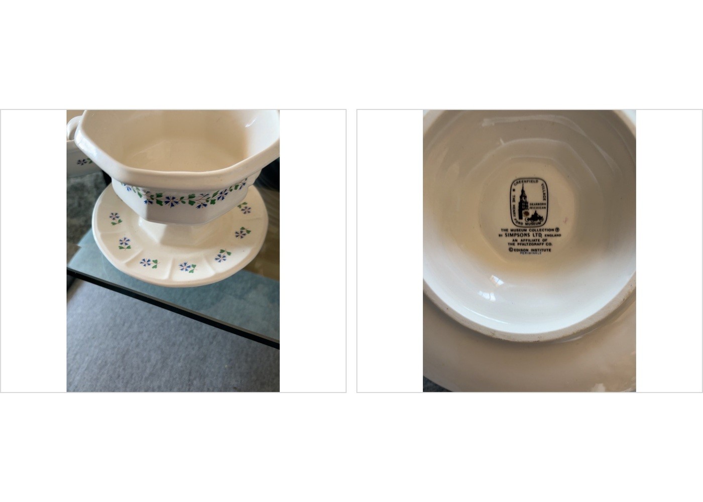 Simpsons Museum Collection Gravy Boat and Underplate