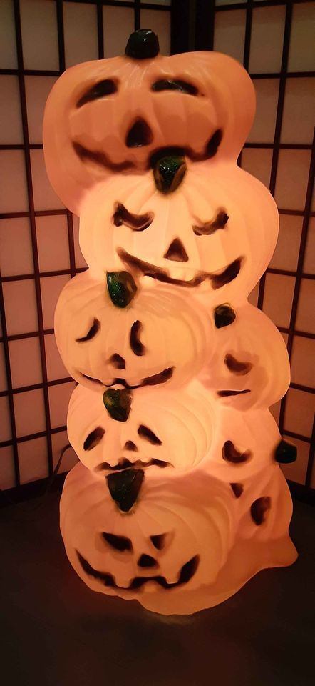 Vintage Halloween Blow Mold Stacking Pumpkins Totem 31" - photo 2