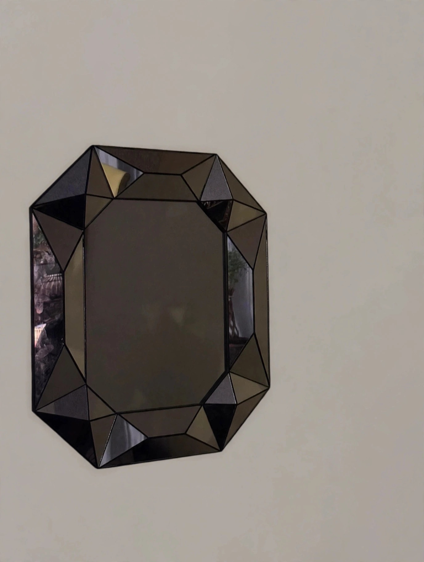 Faceted Octagon Wall Mirror 20x28in Smoked Glass