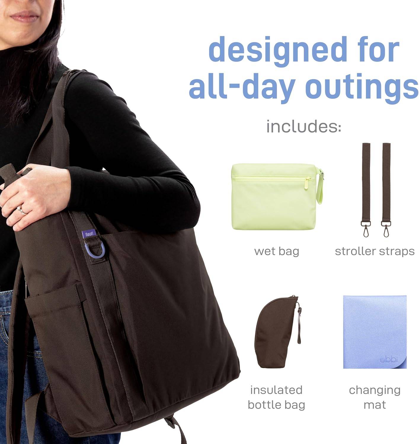 NEW~ Ubbi Fleuri Diaper Bag Backpack – 12 Pockets + Mat - photo 3