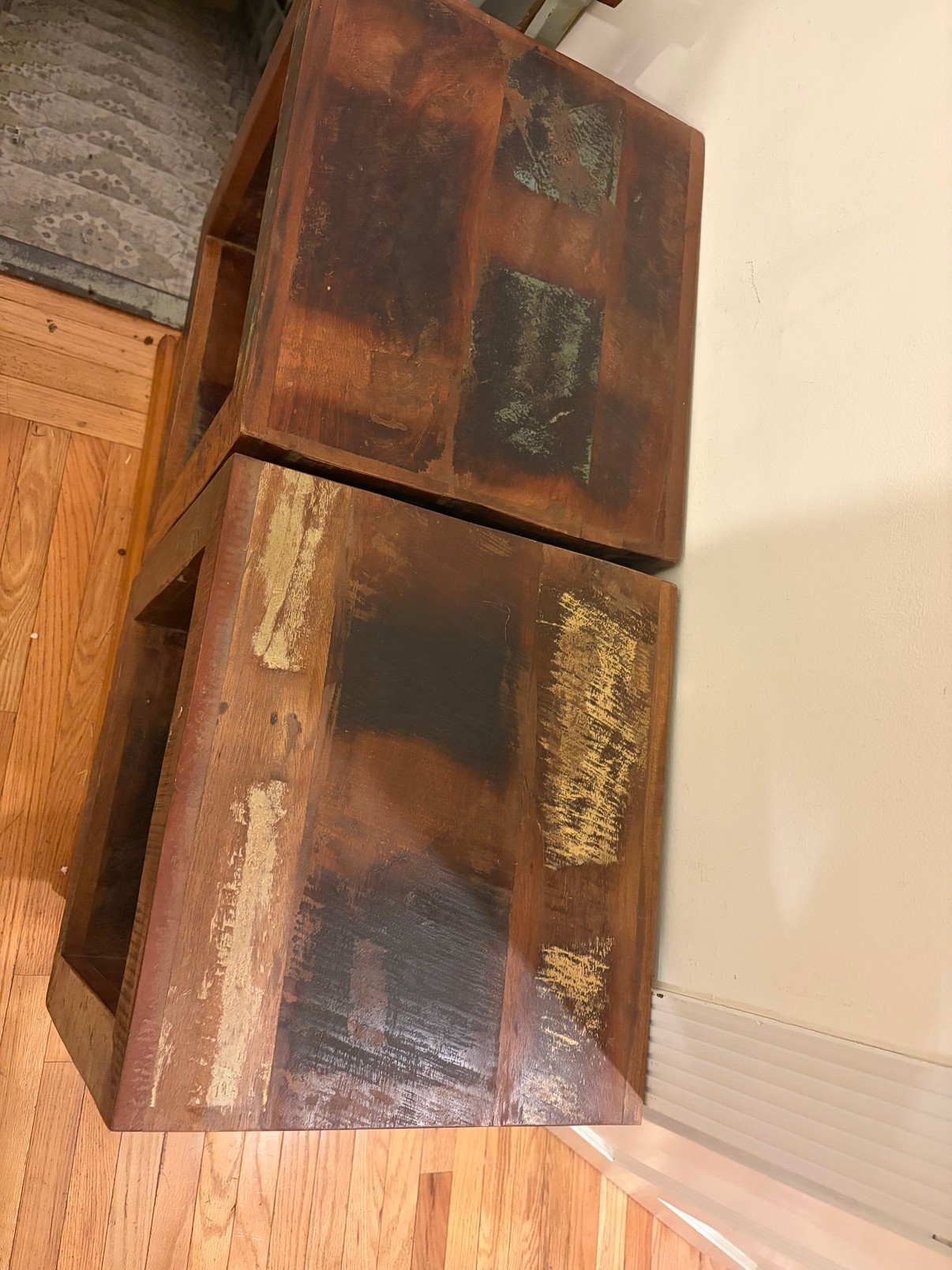 Rustic Reclaimed Wood Cube Side Tables — Set of 2, 18 in - photo 5
