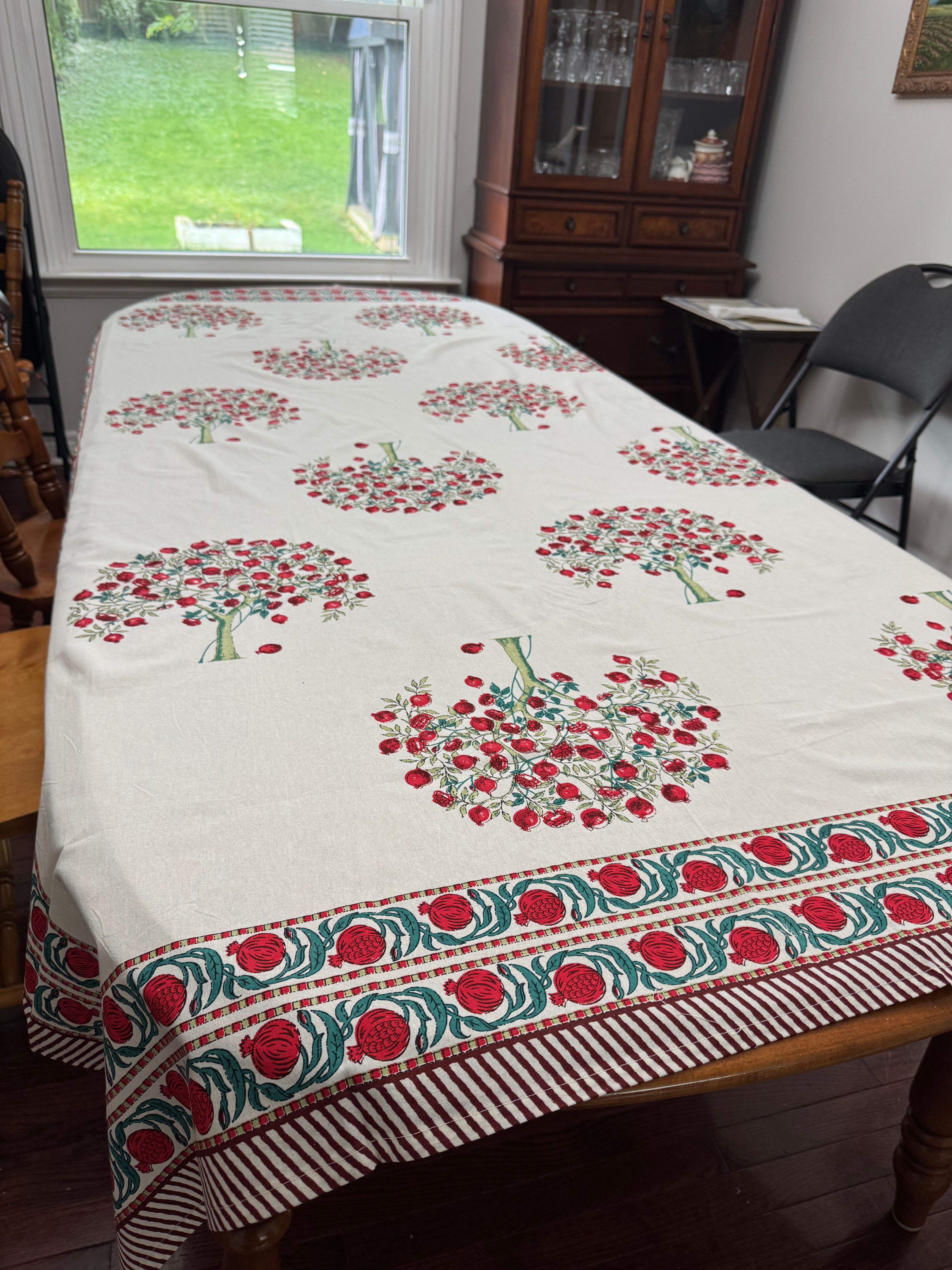 Brand New • Pomegranate Print Cotton Tablecloth • Steal Deal