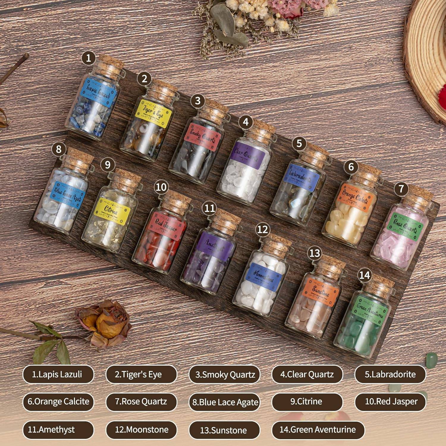 NEW~ 14 Pc Crystal Set in Bottles – Real Crystals - photo 2