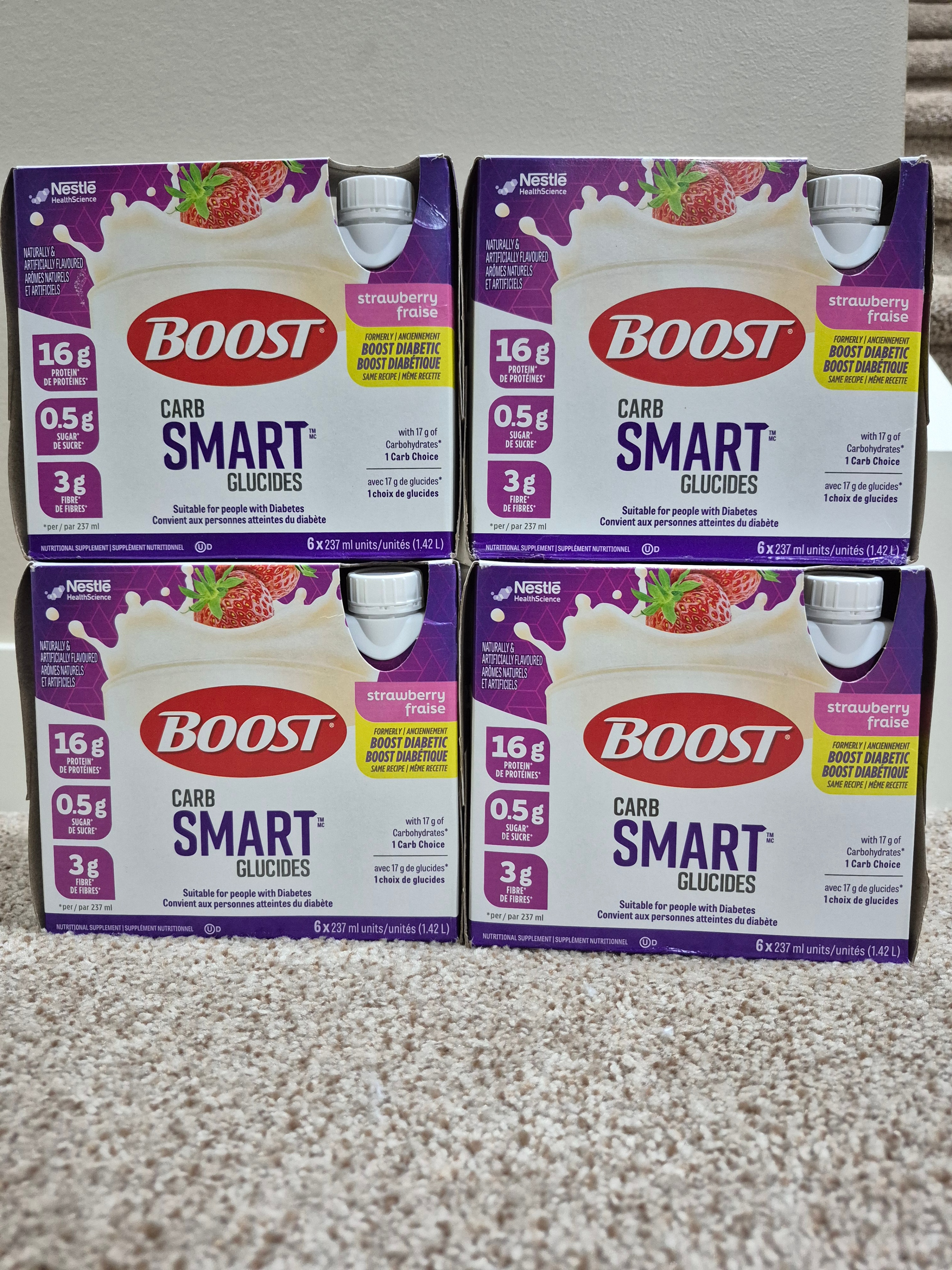 BOOST Carb Smart High Protein Drinks in Strawberry
