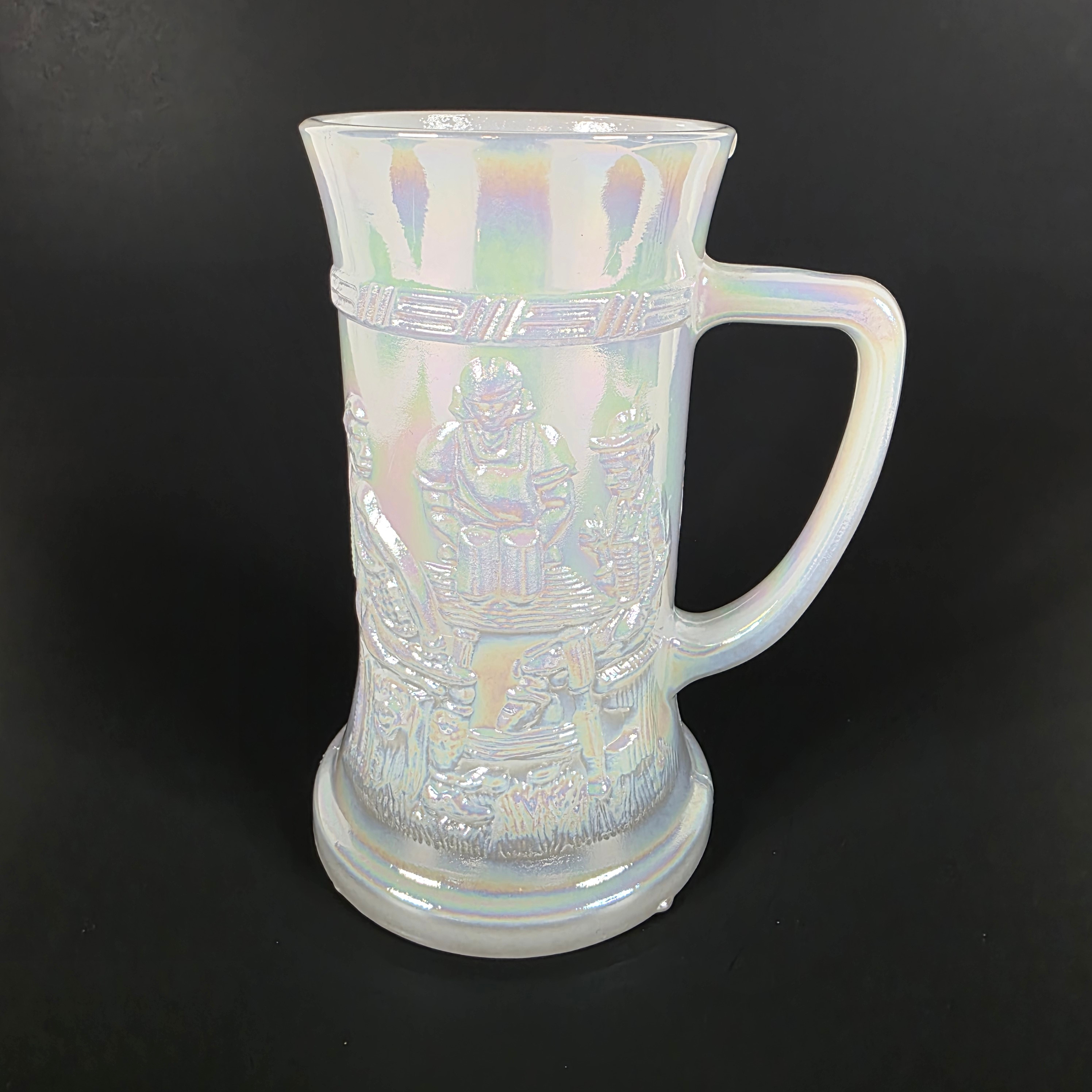 Vtg Federal Glass Moonglow Milk Glass Beer Stein Tavern Mug USA