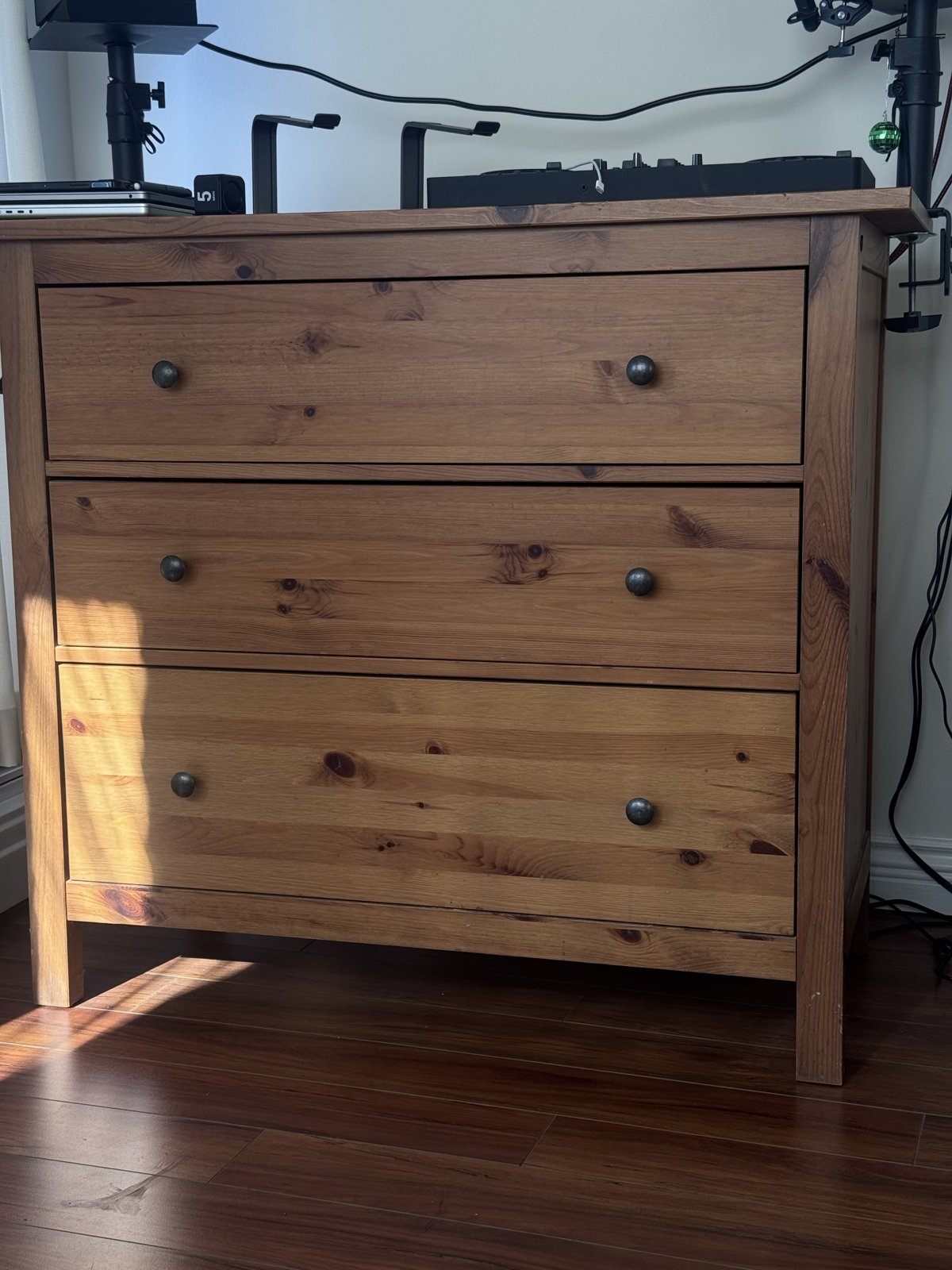 Solid Pine 3 Drawer Dresser, Also a Perfect DJ Table