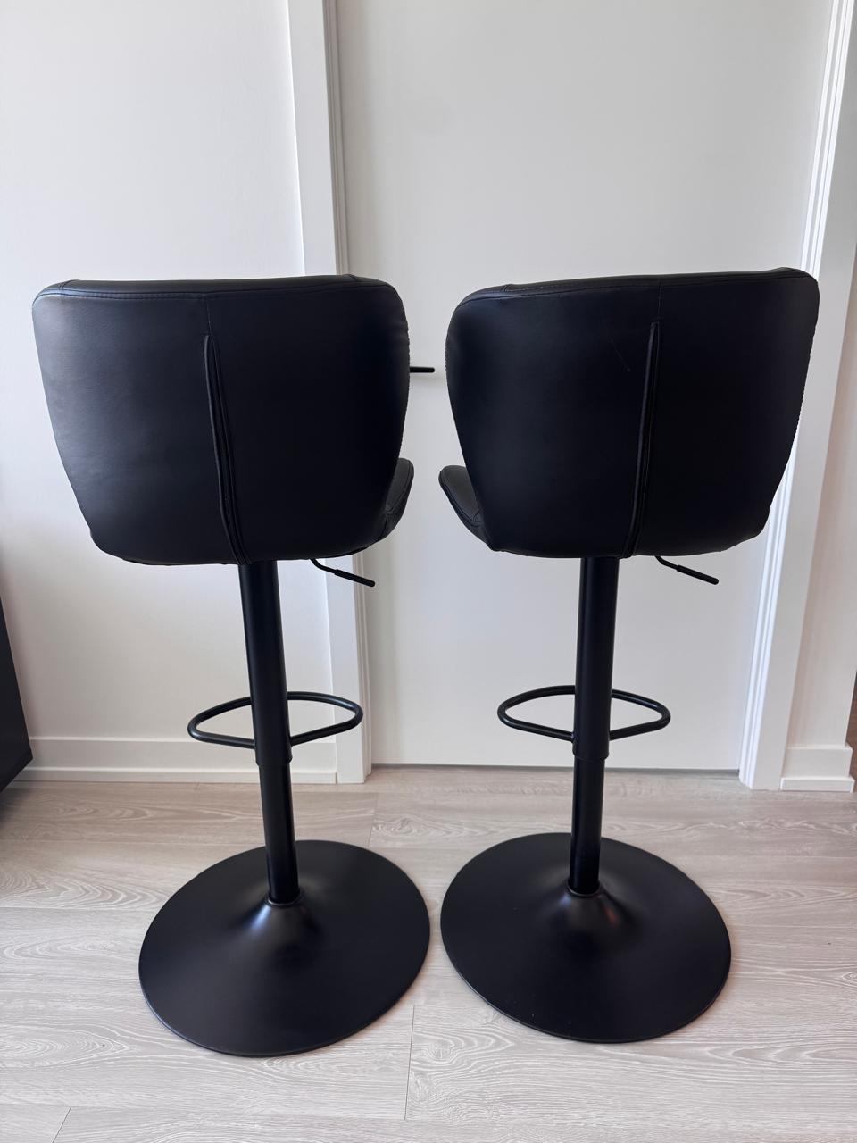 Set of 2 Black Adjustable Bar Stools - photo 2