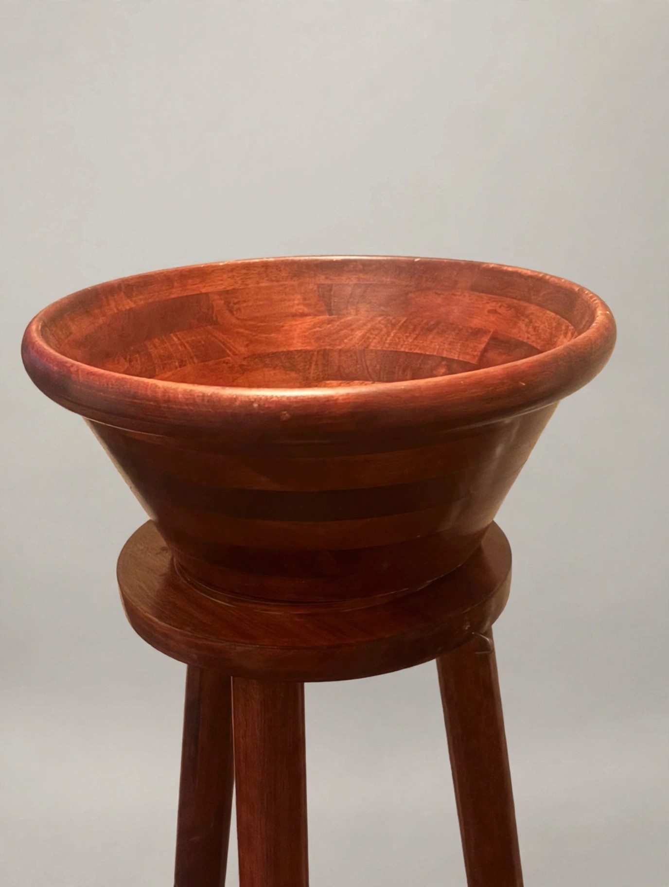 Pomerantz Wooden Bowl on Pedestal Tripod Stand Large - photo 2
