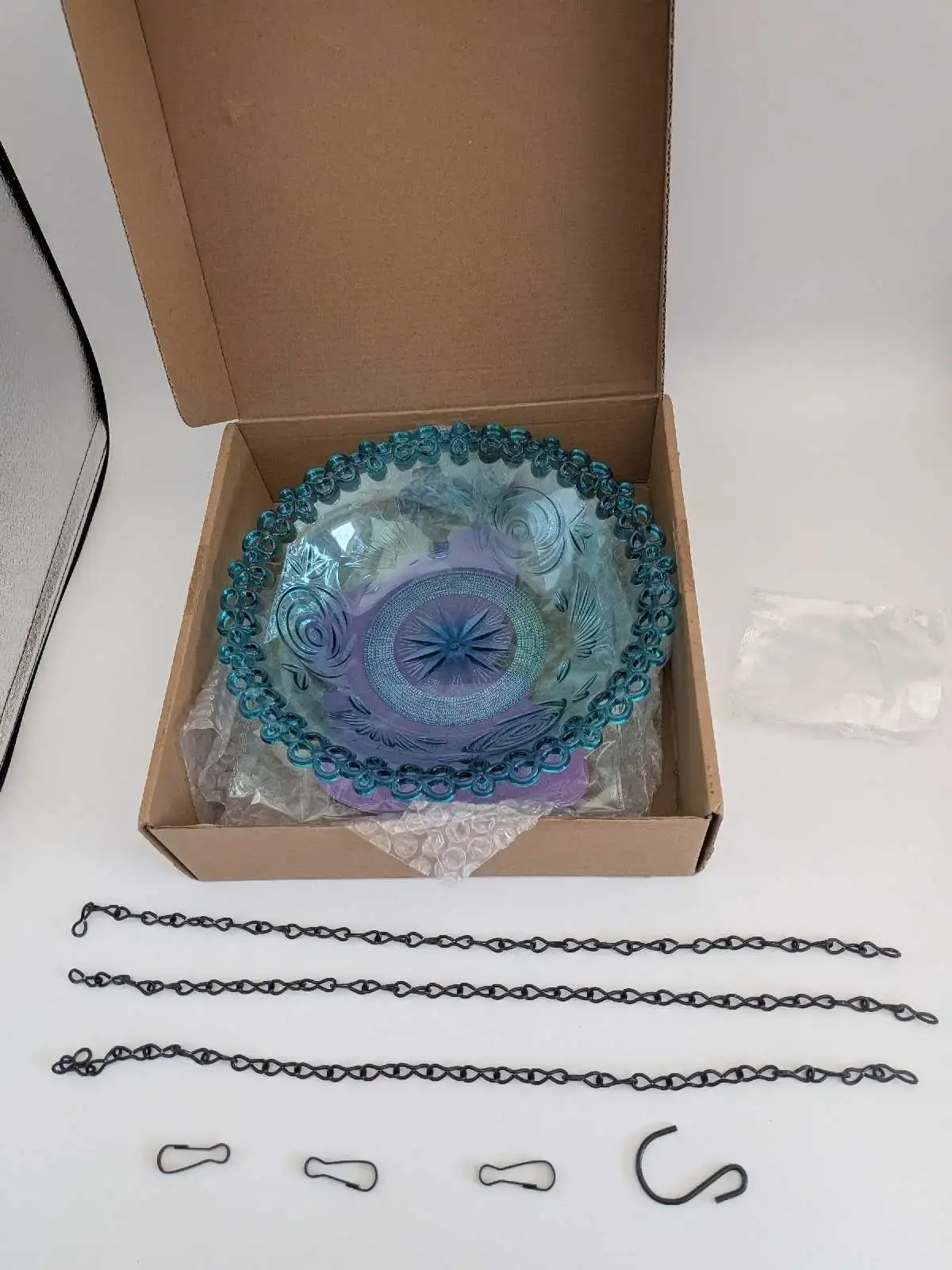Bird Baths Hanging Outdoors Bird Water LightBlue 9.3inch - photo 5
