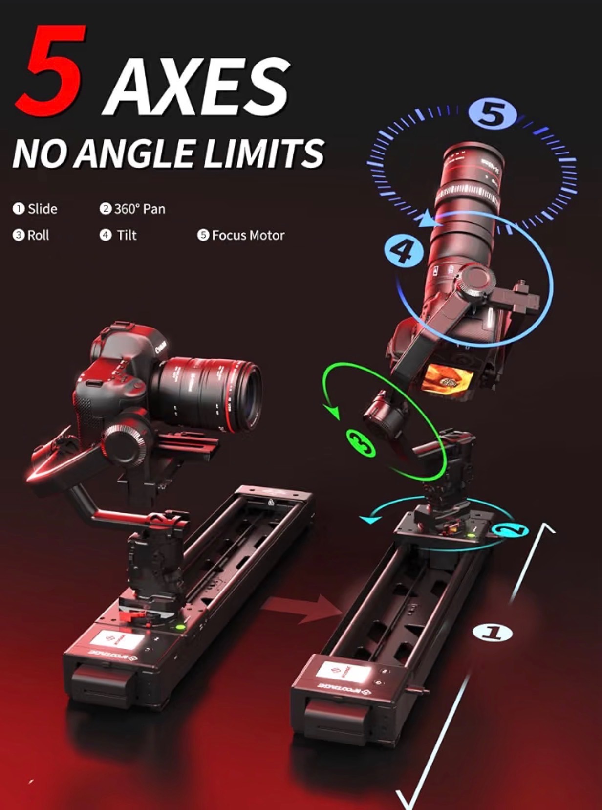 660 Motorized Phone/Camera Slider 26" Multi-Axis 360° Panoramic