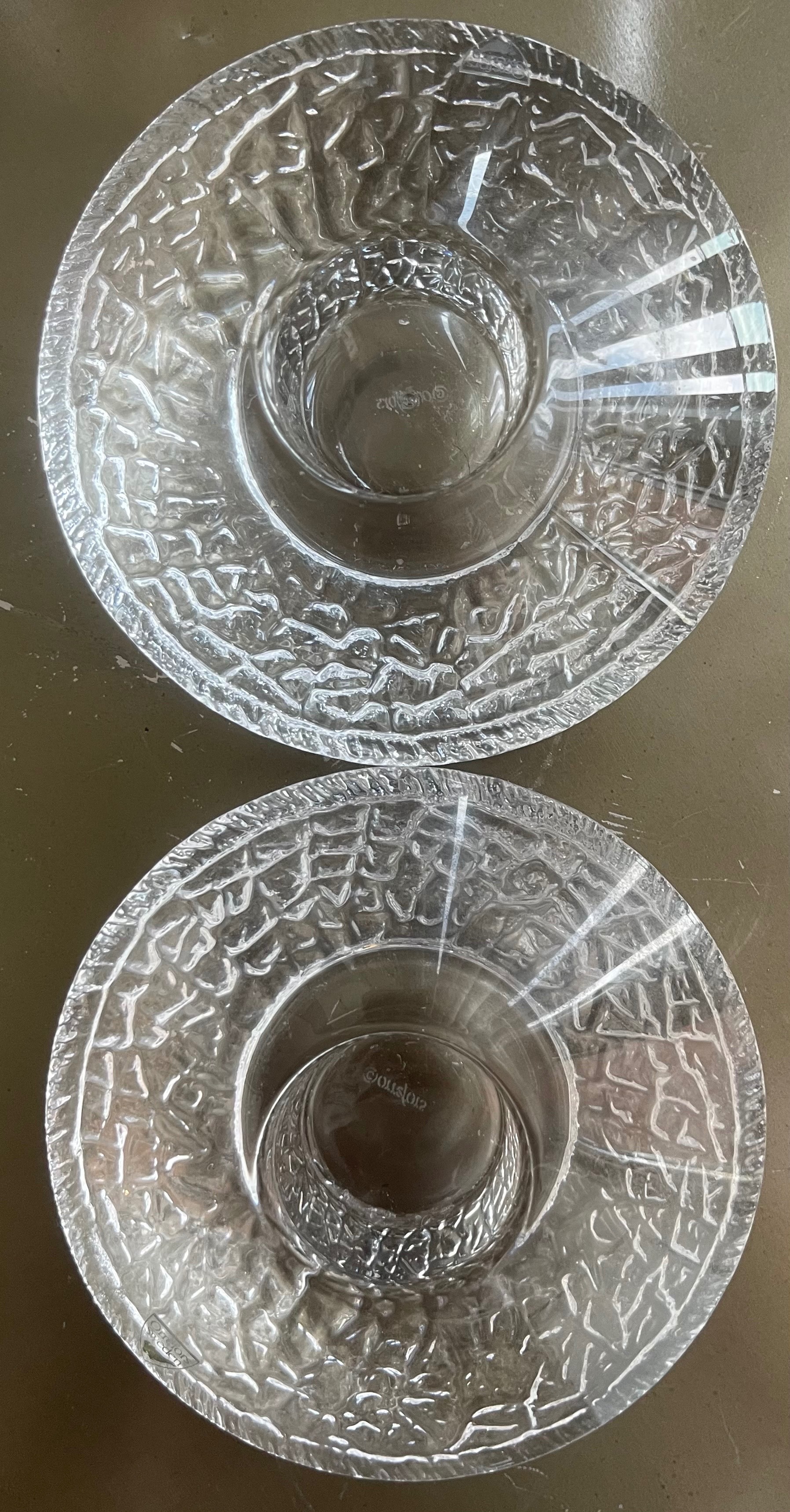 Pair of Orrefors Swedish Crystal Discus Votive Holders - photo 2