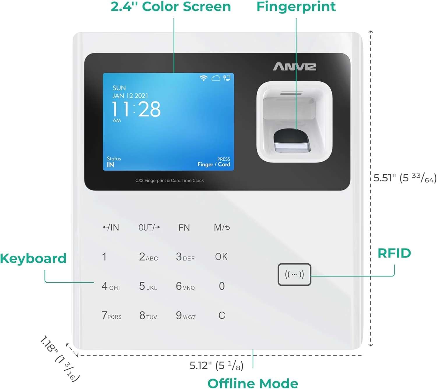 New W1 Pro Fingerprint Time Clocks for Employees For Sale