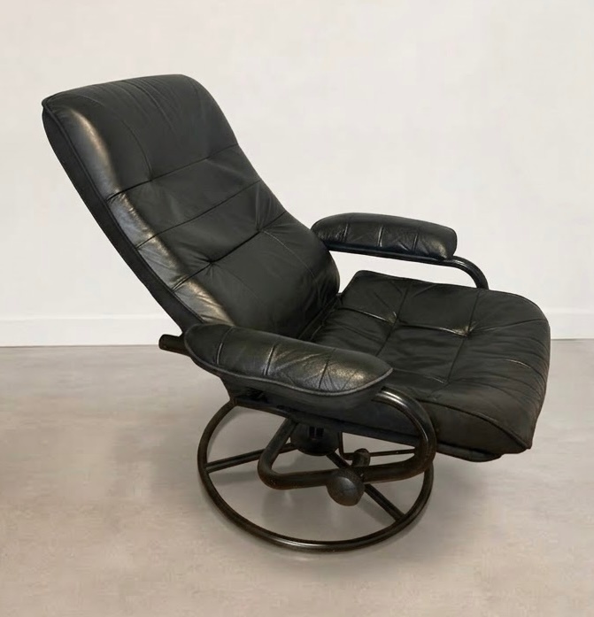 1999 IKEA Malung Leather Swivel Recliner & Ottoman - photo 3