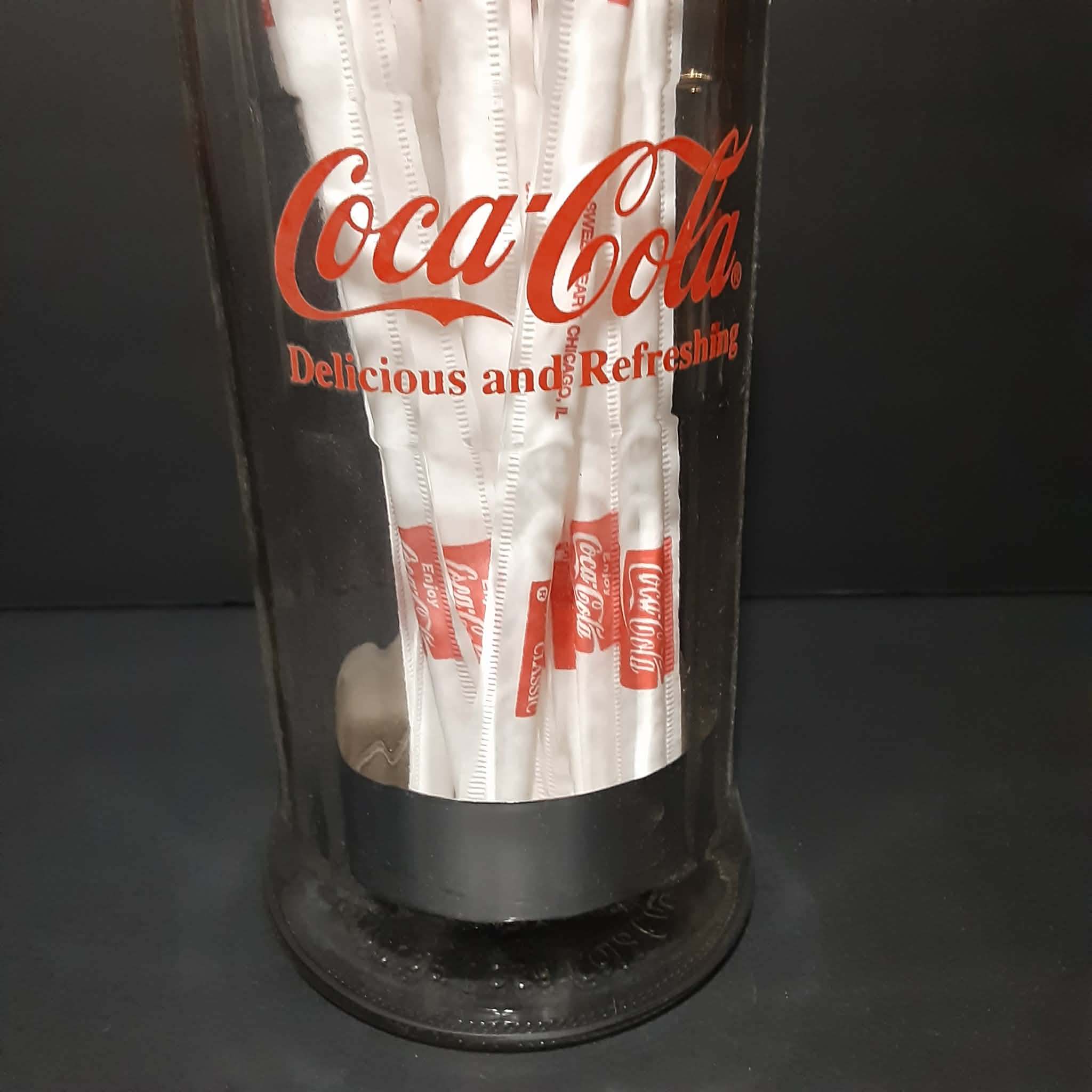 1992 Vintage Coca Cola Glass Straw Dispenser Holder Diner Style