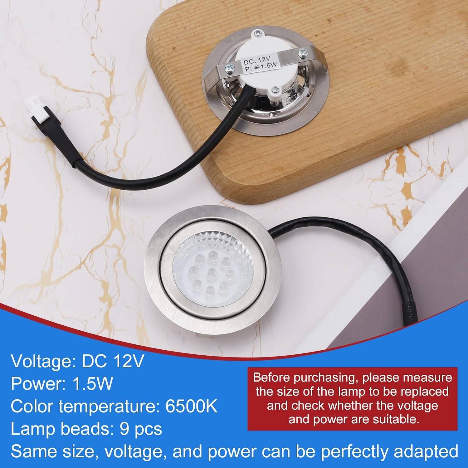 2PCS 12V LED Range Hood Lights 6500K – EL Plug - photo 4