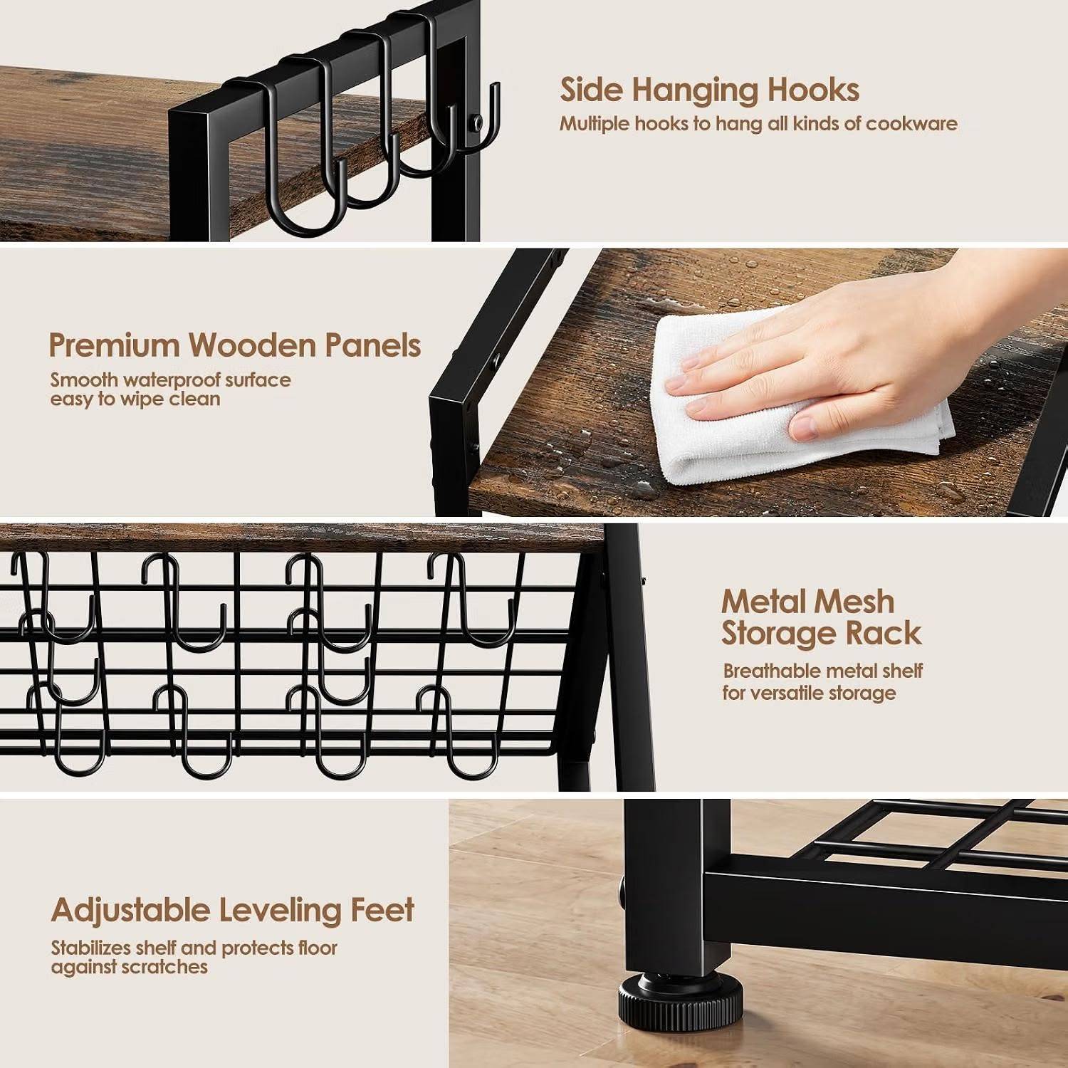 5 Tier Cast Iron Pot Rack Pan Organizer Cookware Storage Shelf - photo 4