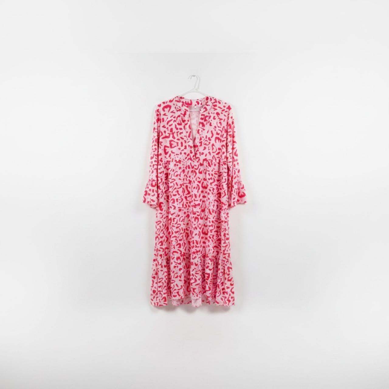 Pink White Floral Midi Dress – Size L – Brand New - photo 3