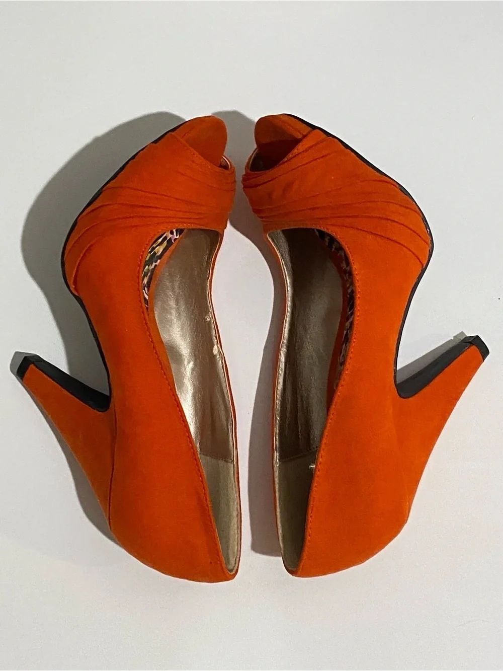 Qupid Women's 7 Orange Stilettos Peep Toe Platform Heels - photo 5