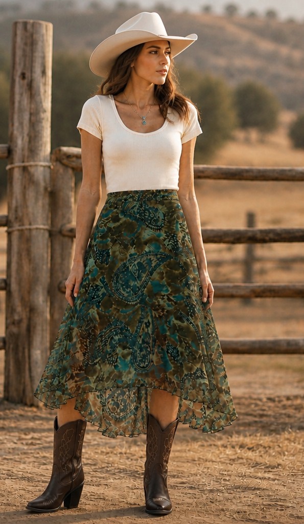🤠 Country Boho Y2K Paisley Skirt / Jupe Paisley Boho 👢