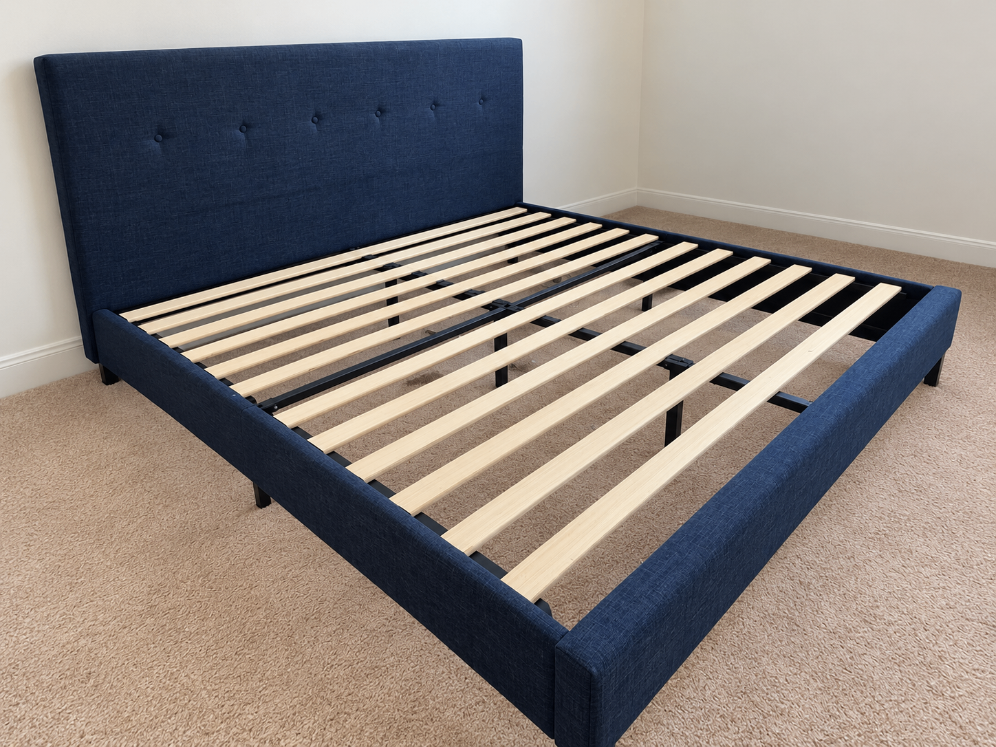 Zinus Upholstered King Bed Frame + BedStory 12" Foam Mattress - photo 2