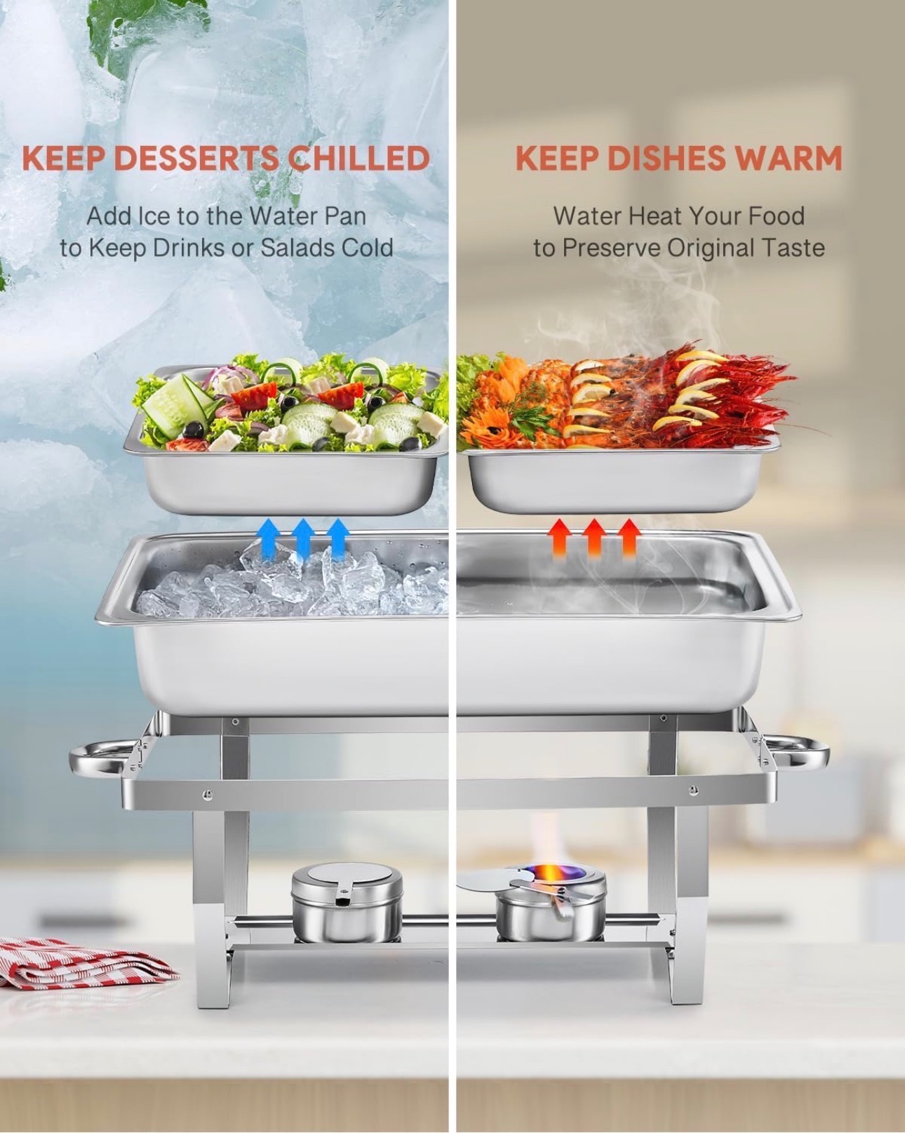 Chafing Dish Buffet Set 4 Pack 8 qt Chafers Foldable Frames - photo 5
