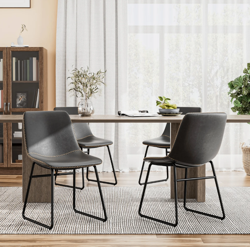 Black Dining Chairs with Metal Frame (Set of 4) - New in box