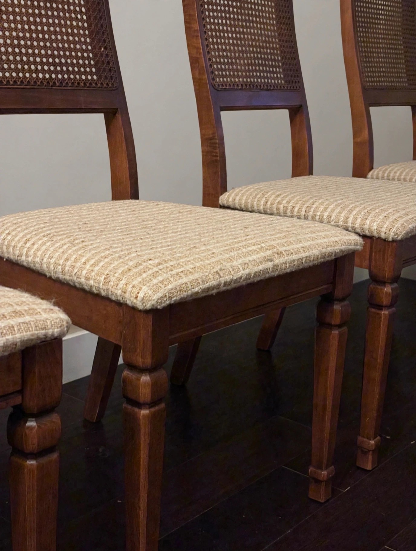 Set of 4 Canapar Walnut Cane Back Dining Chairs - photo 3