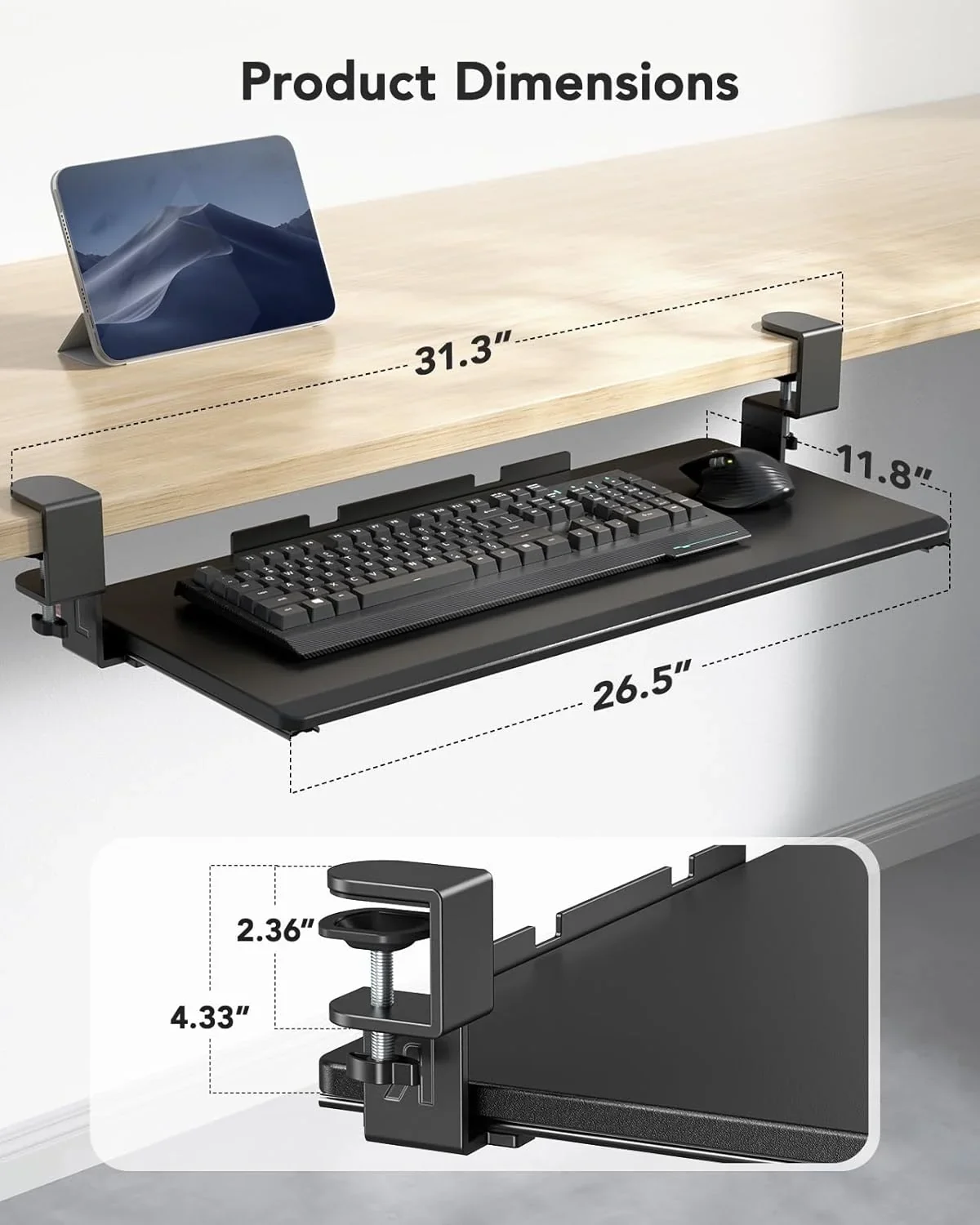 New Huanuo Clamp on Retractable Keyboard tray - photo 3