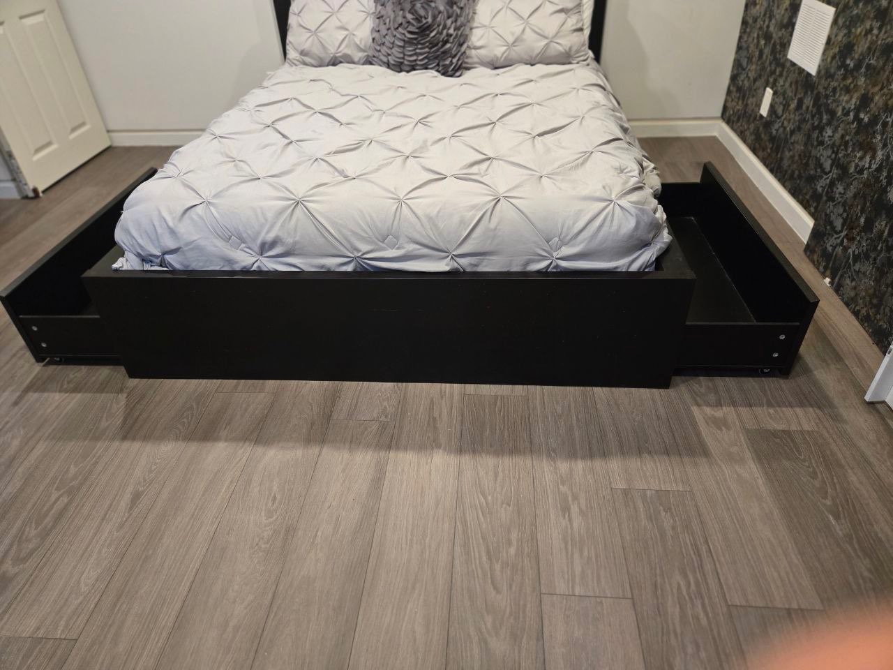 IKEA MALM Queen Bed Frame with 4 Storage Boxes - Dark Brown - photo 4