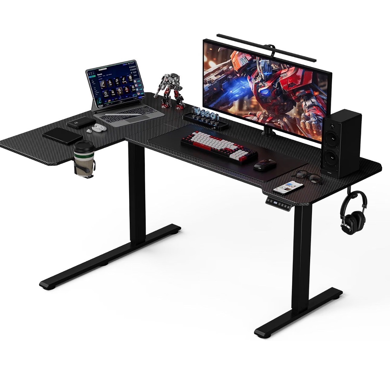 L Shaped Standing Desk 59" Height Adjustable Desk Splice Board - photo 2