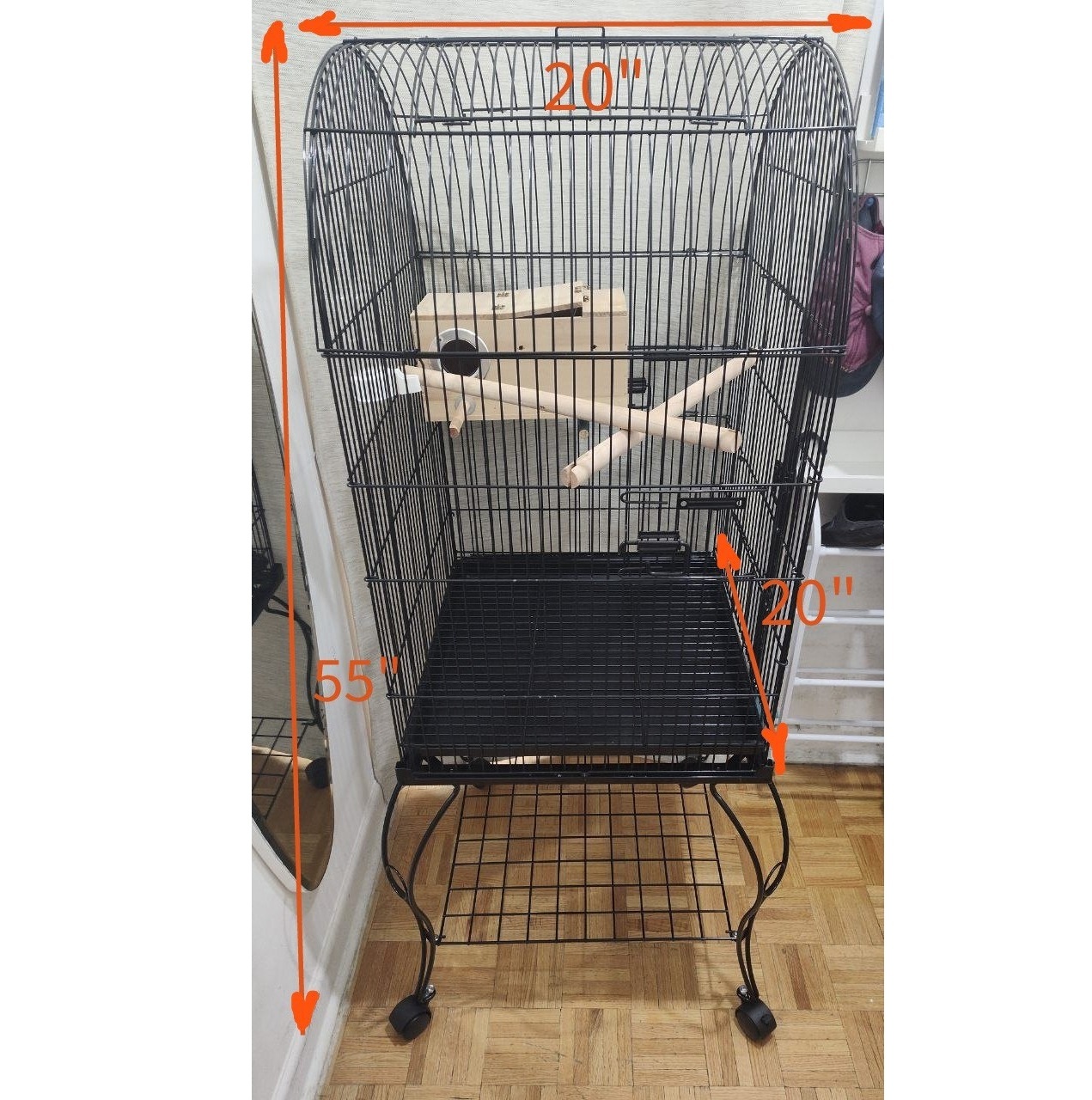 55" Large Rolling Bird Cage Flight Cage Parakeets, Budgies