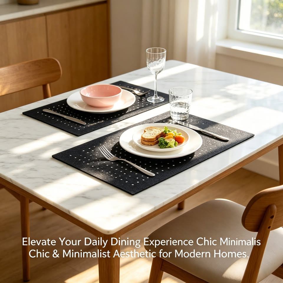 Black Felt Placemats – Set of 4, 17.3 x 11.4 in - photo 5