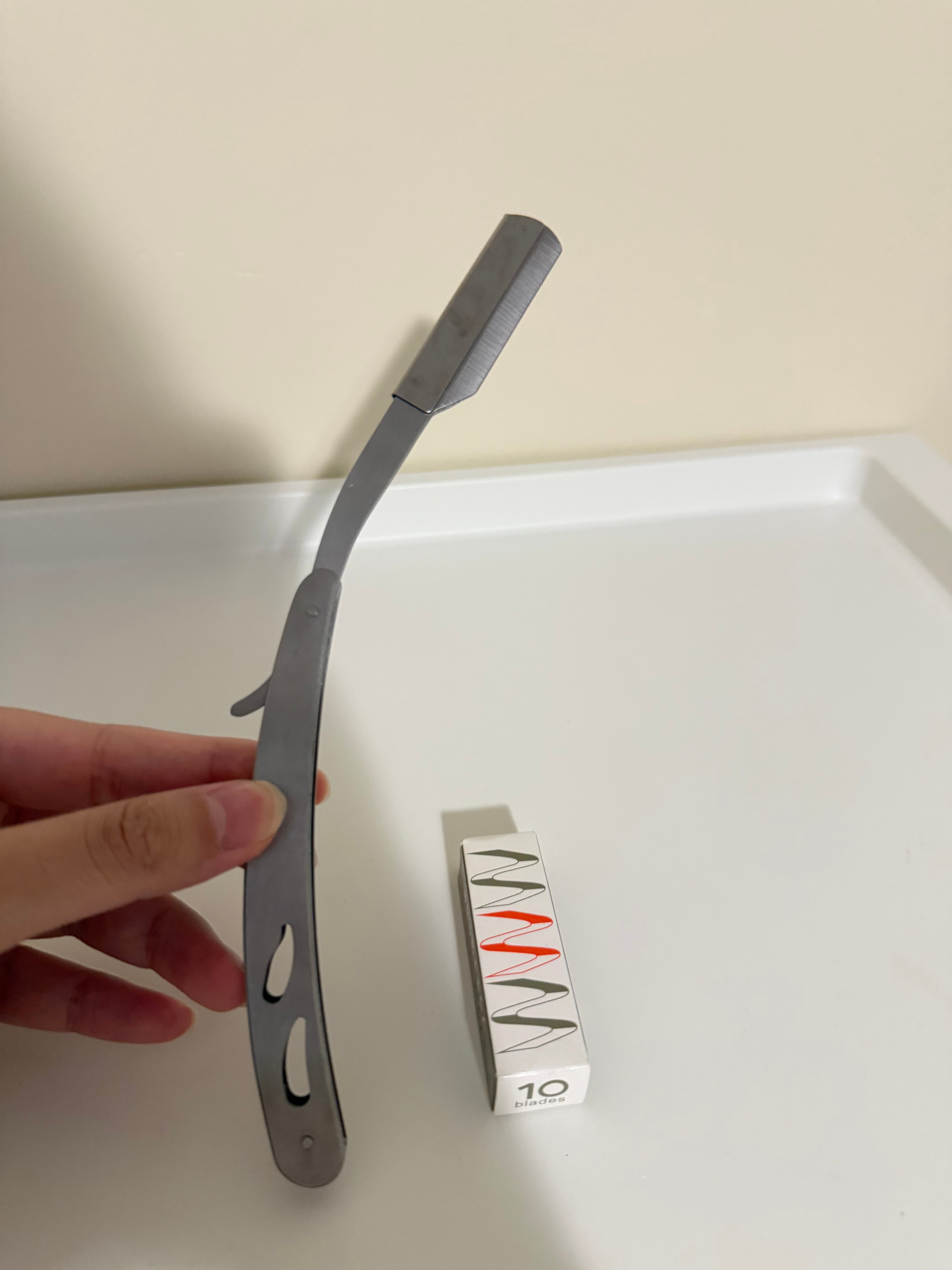 Stainless Steel Straight Razor with 10 Replacement Blades