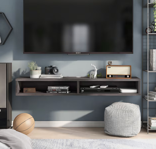 Floating Console in Distressed Gray Finish