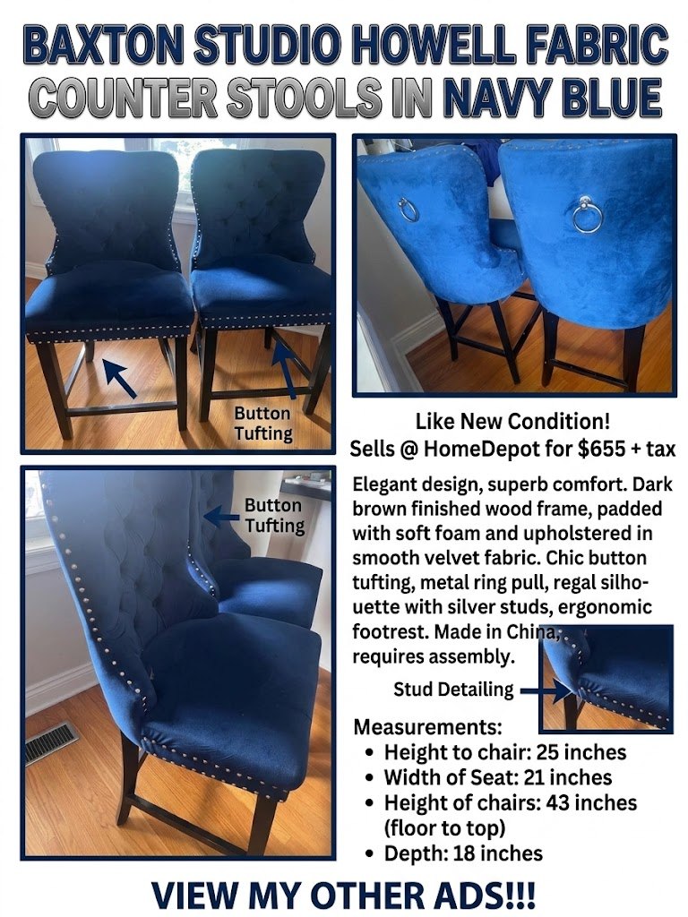 Baxton Studio Howell Fabric Counter Stools