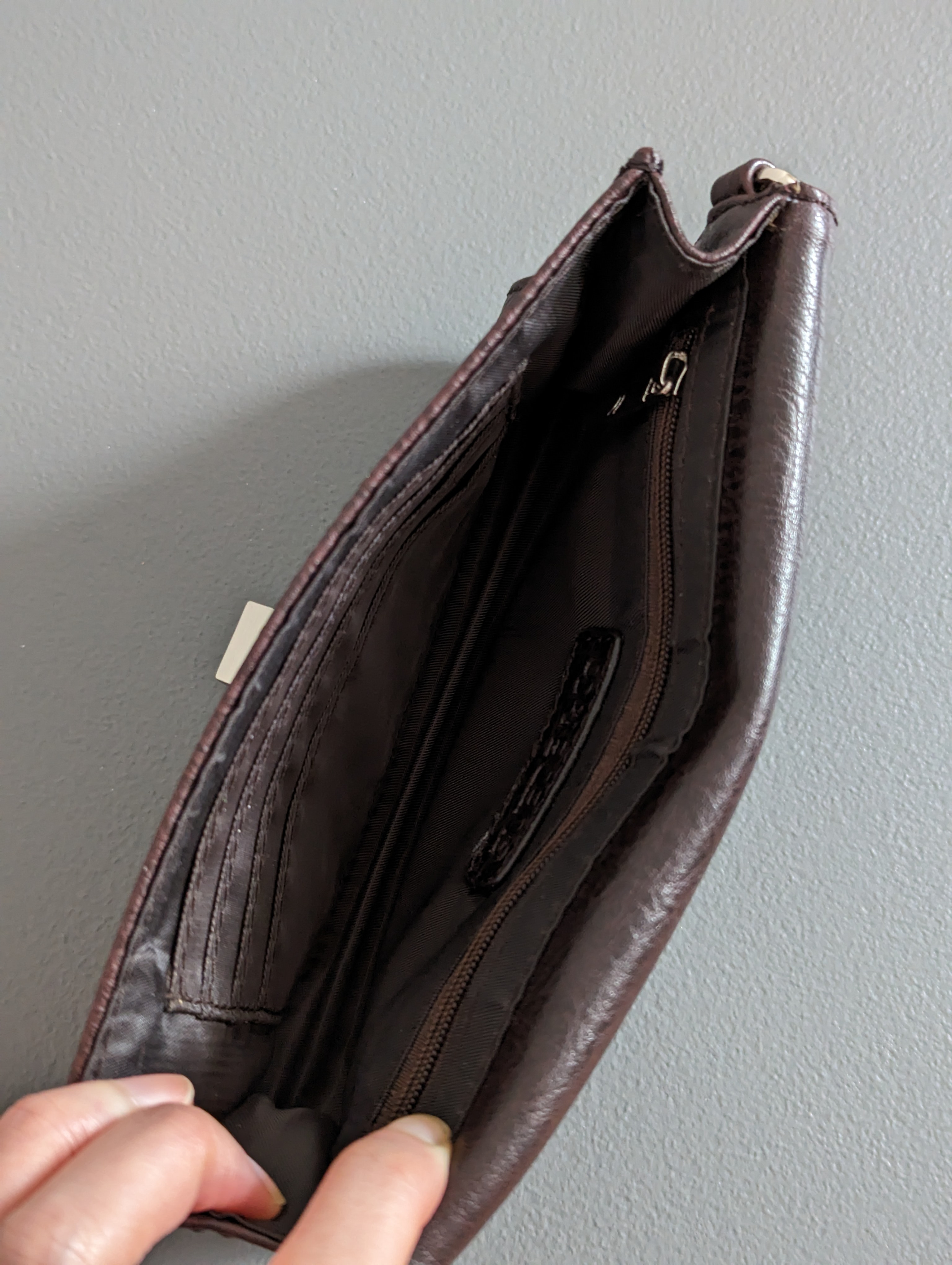 Dark Brown Leather Clutch Bag - photo 3