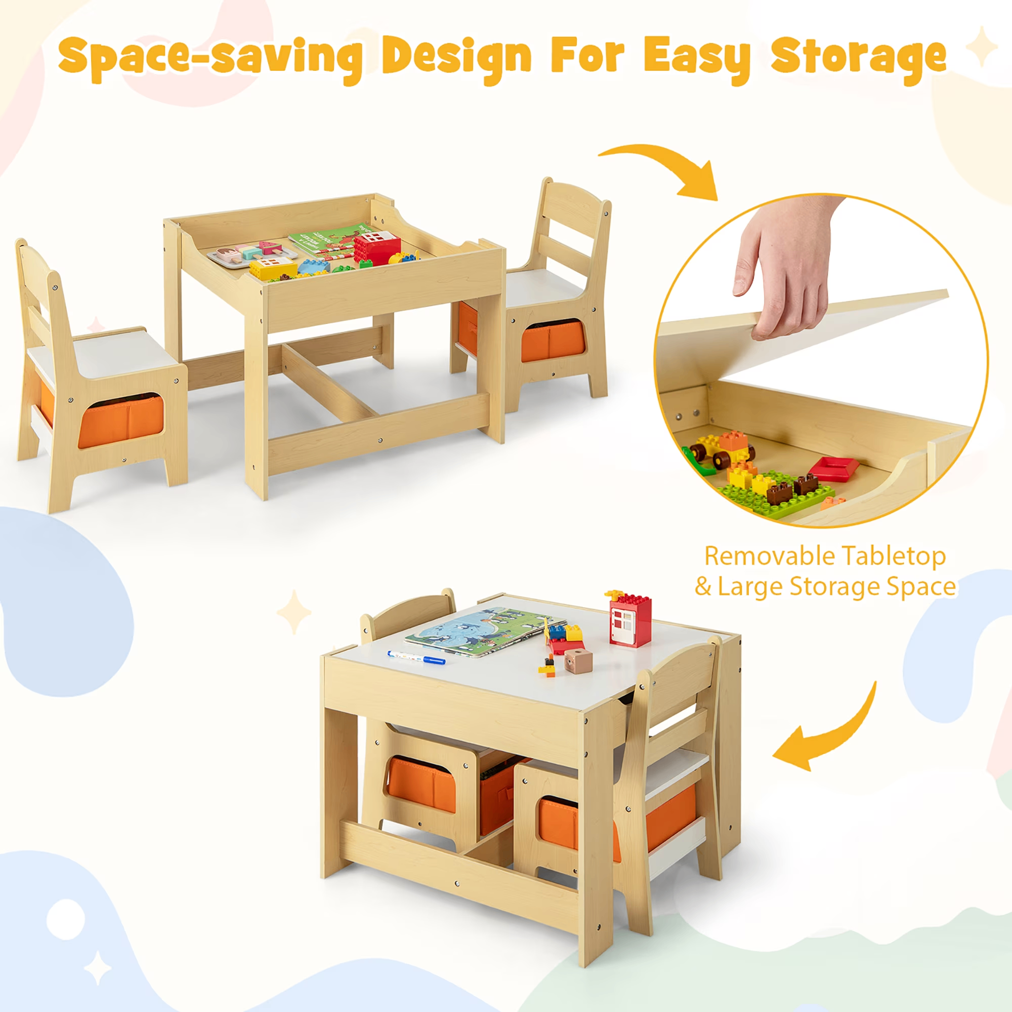 Kids Table & Chairs Set – With Storage, Blackboard & Whiteboard - photo 3