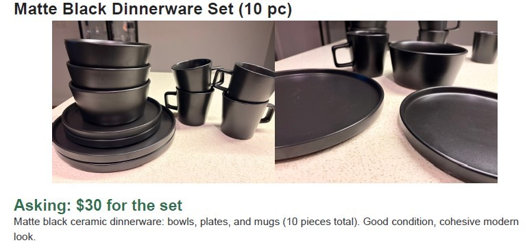Matte Black Dinnerware Set - 10 pc