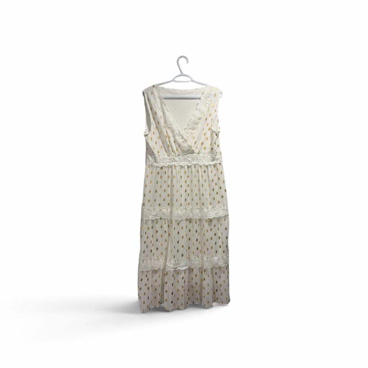 White Eyelet Lace Polka Dot Midi Dress – Size L – Brand New - photo 3