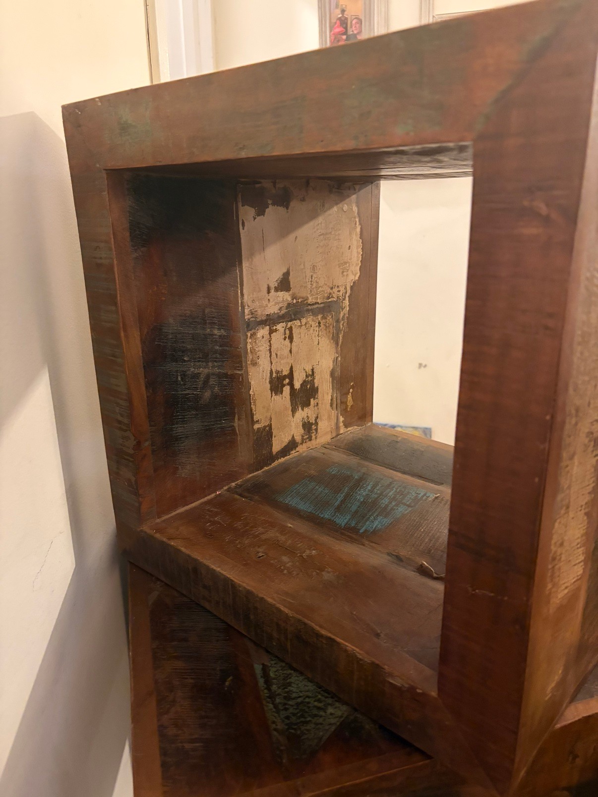 Rustic Reclaimed Wood Cube Side Tables — Set of 2, 18 in - photo 2