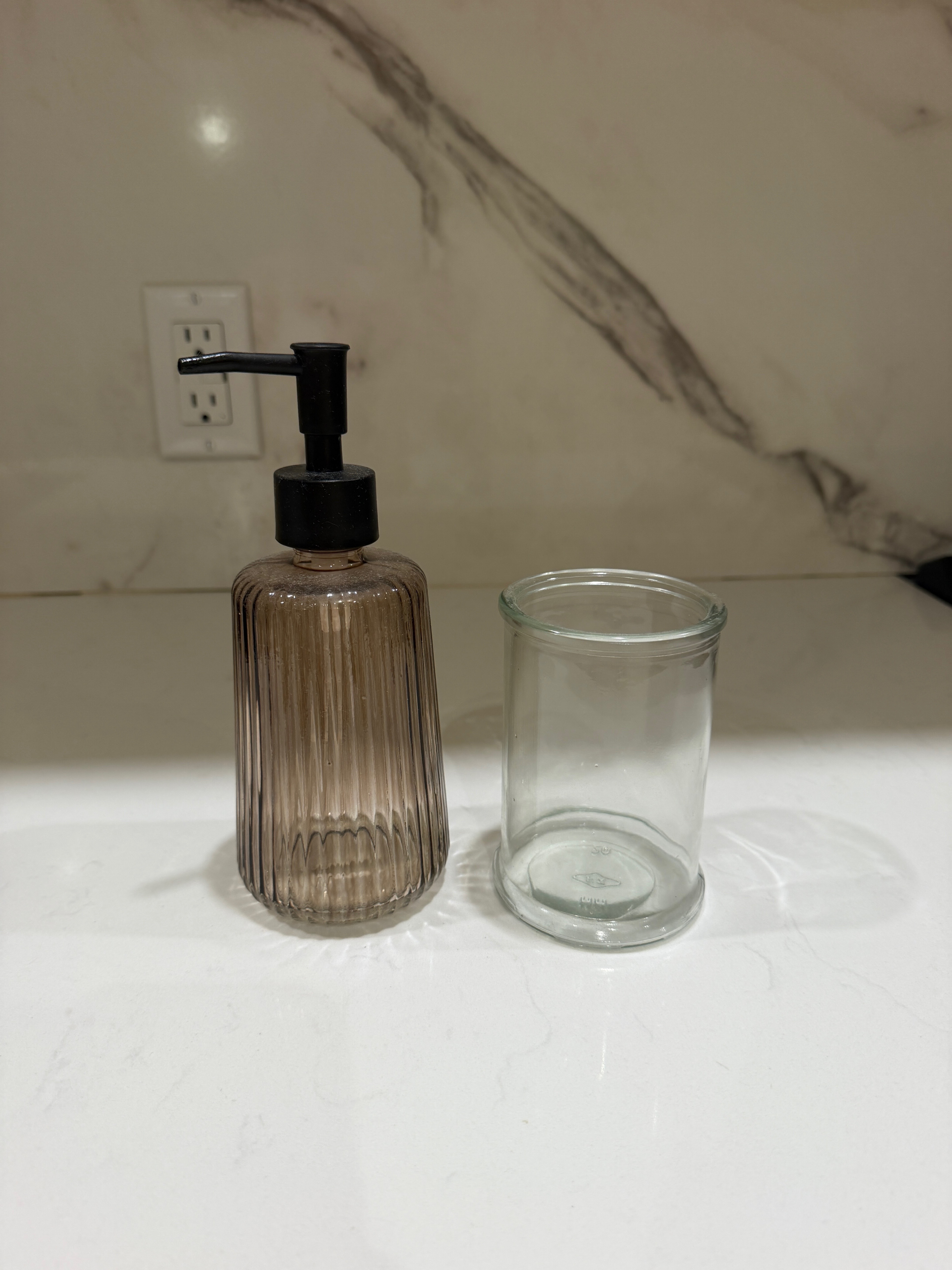 Glass Soap Dispenser + Tumbler Set