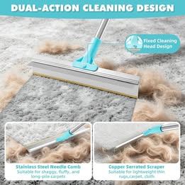 Carpet Rake for Pet Hair Removal Tool, 6 in 1 Pet Hair Remover - photo 5