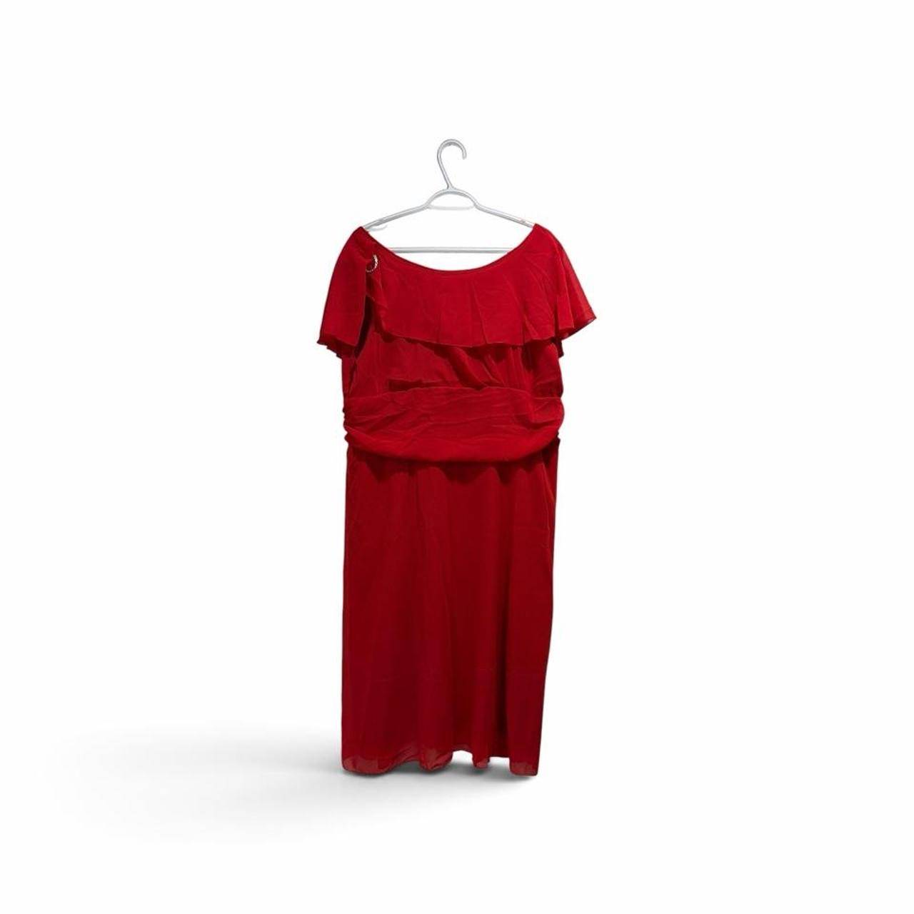 Red Ruffle Midi Dress – Size L – Brand New - photo 2