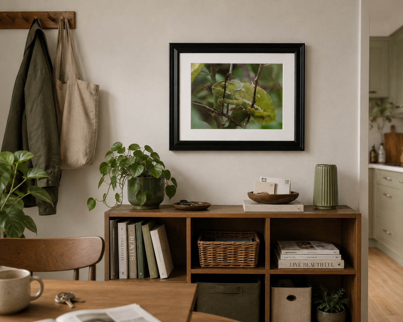 Like New Framed Chameleon Wall Art Print - photo 2