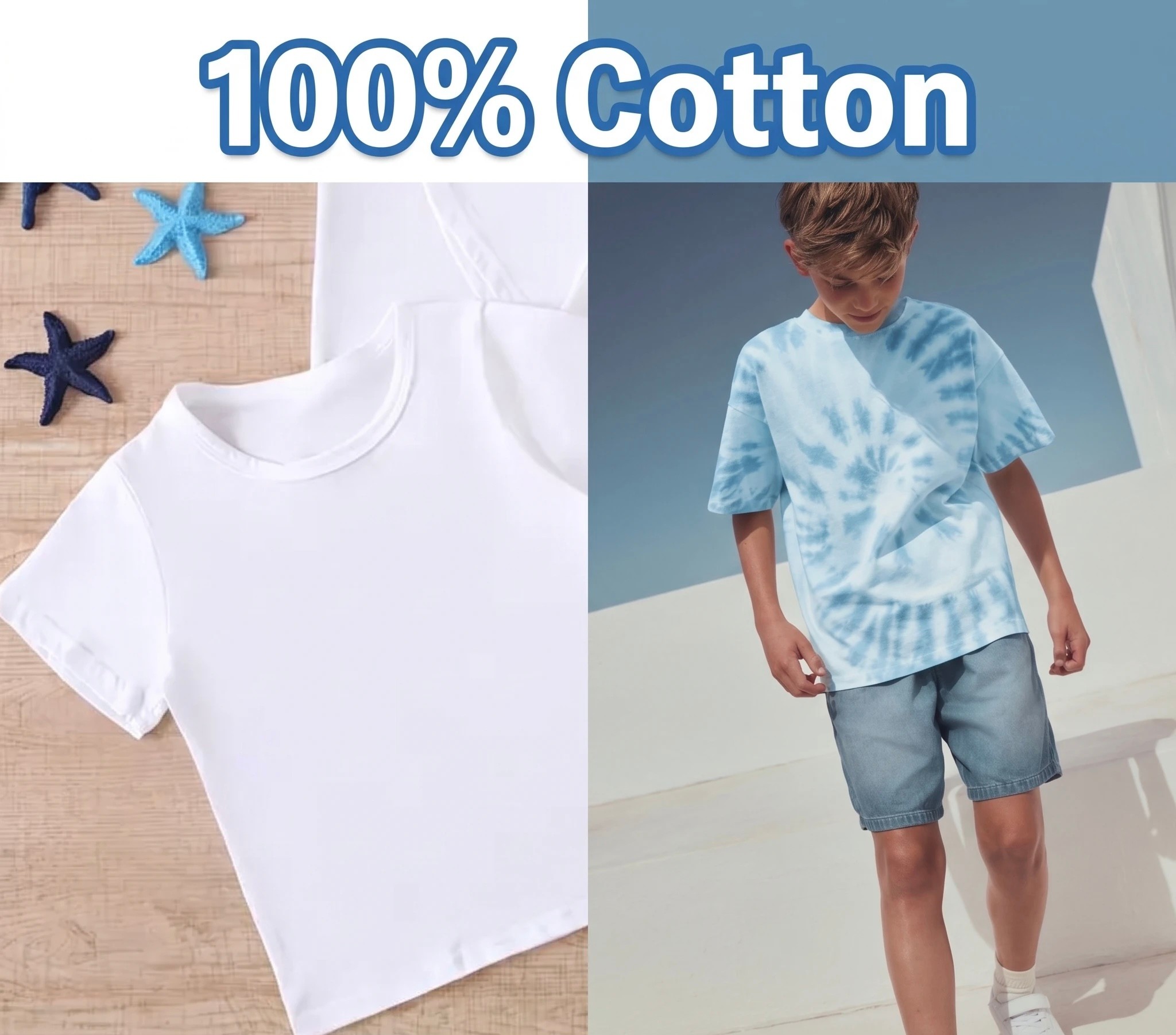 White 100% Cotton T-Shirt Size 130 boy girl for Tie Dye Crafts