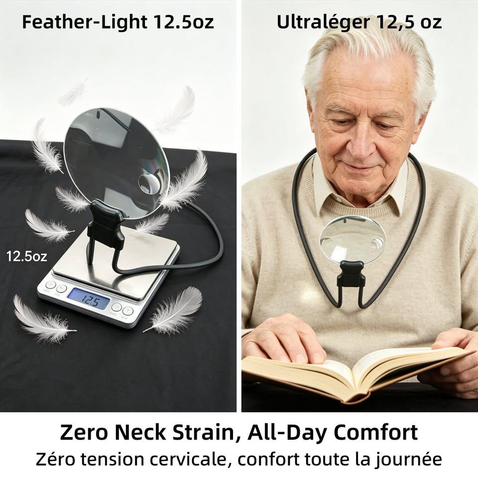 Hands-Free Neck Magnifier with Stand – 5.1 in Lens - photo 5