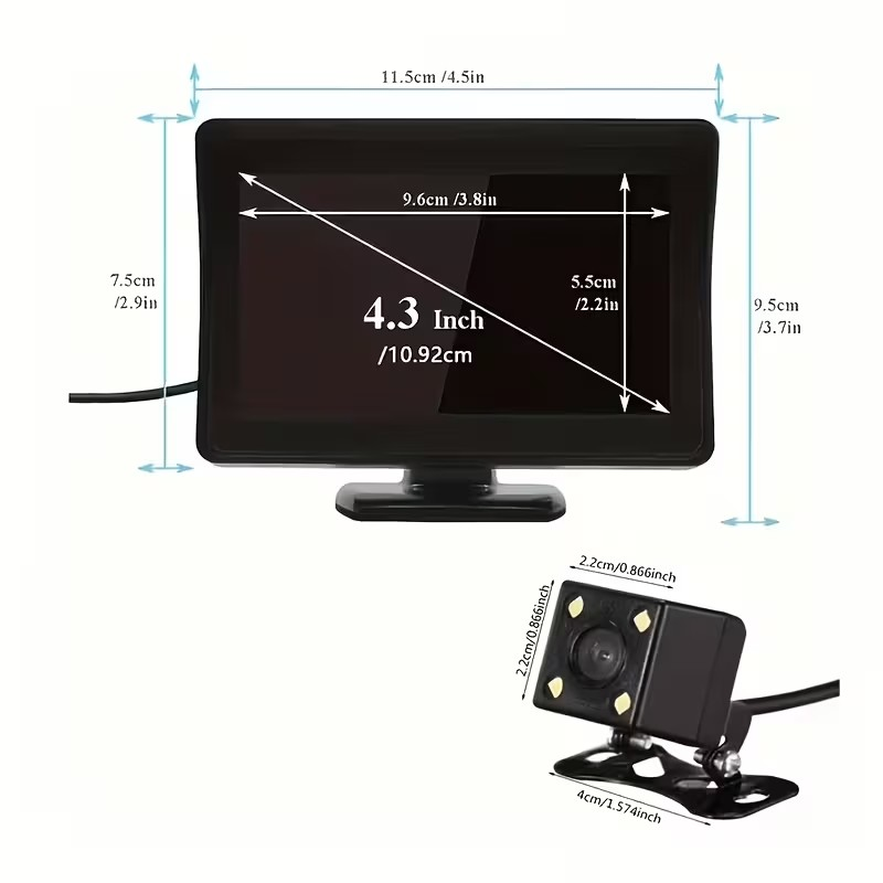 4.3-inc TFT LCD Color Monitor for Parking with Reverse Camera - photo 2
