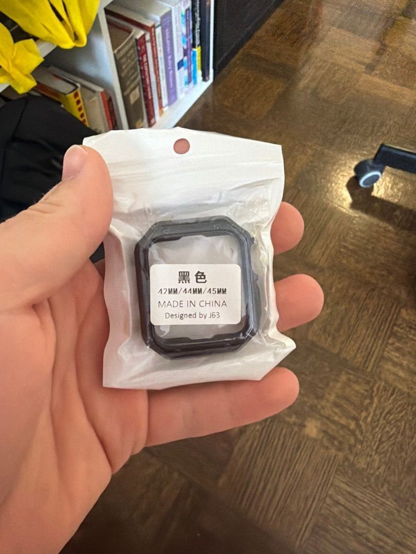 2 Apple Watch 44mm Cases – Black Bumper + Clear Screen Cover