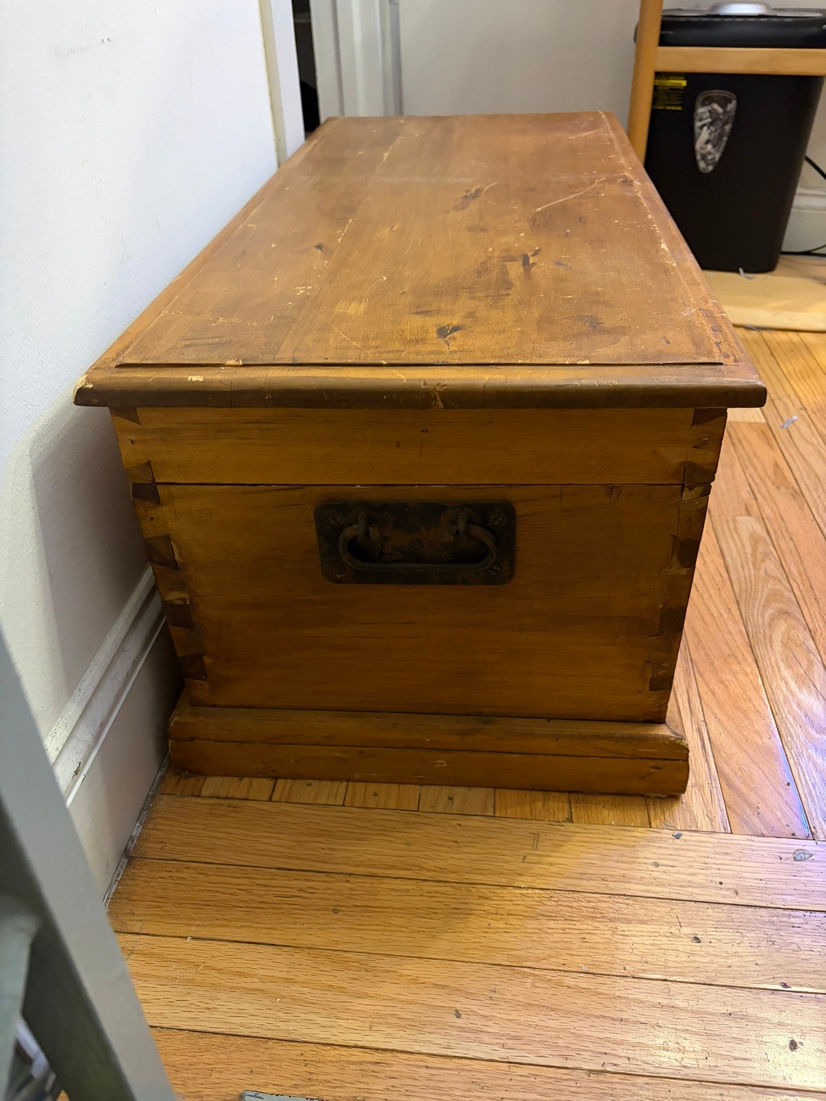Vintage Wooden Blanket Chest - Dovetail Storage Trunk